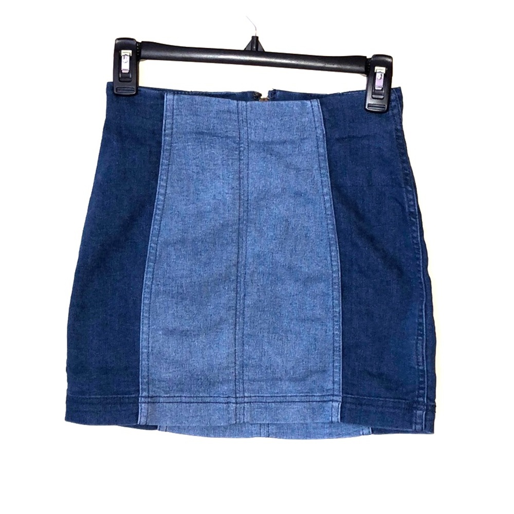 Free People Double Denim Jean Skirt